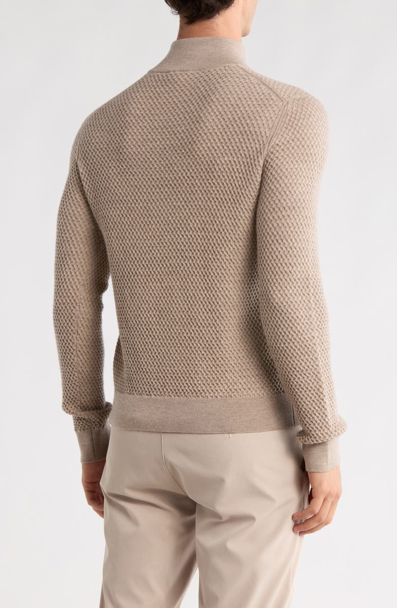 Bruno Magli Textured Merino Wool Quarter Zip Pullover, Alternate, color, Oatmeal
