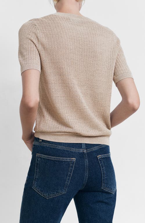 Mango Short Sleeve Metallic Crewneck Sweater In Neutral