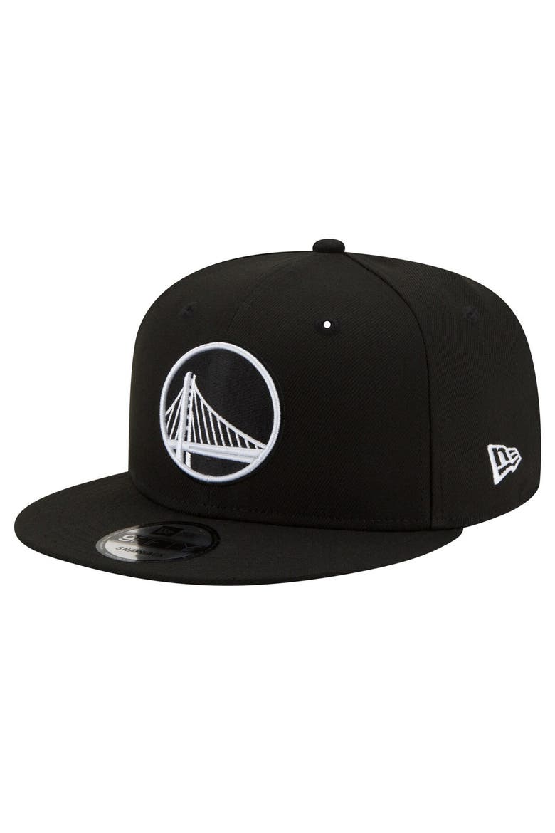 Men's New Era Golden State Warriors Black & White 9FIFTY Snapback Hat, Main, color, Black