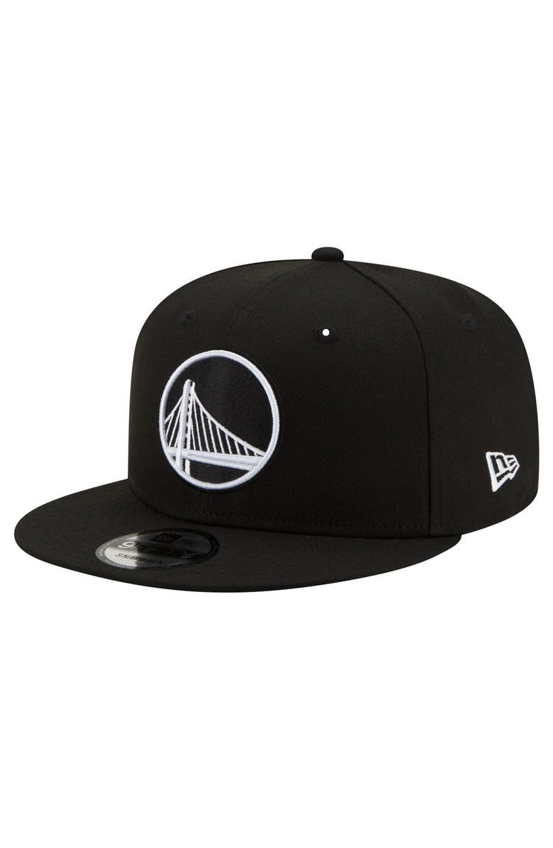 New Era Men's New Era Golden State Warriors Black & White 9FIFTY Snapback Hat, Main, color, Black