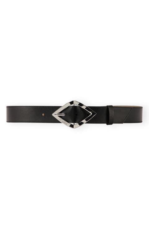 Diamond Buckle Recycled Leather Belt
