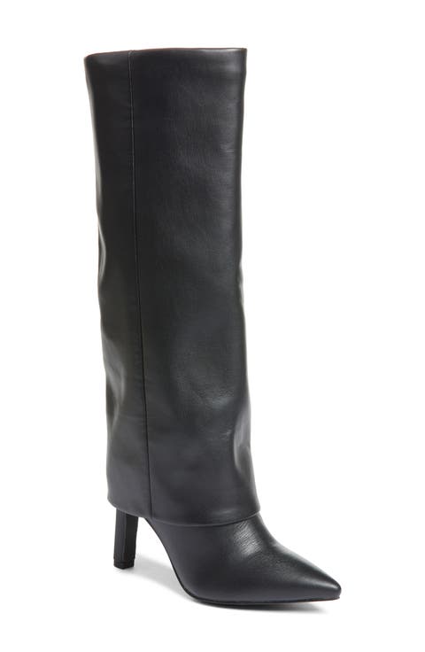 Fave Foldover Shaft Pointed Toe Knee High Boot (Women)