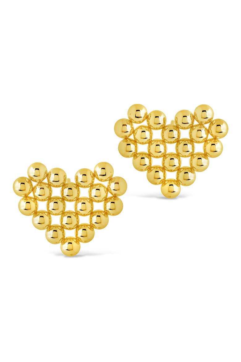 Meredith Beaded Heart Stud Earrings, Alternate, color, GOLD