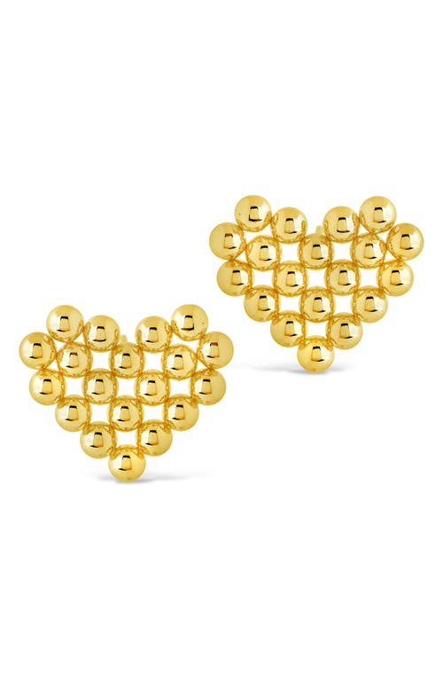 Sterling Forever Meredith Beaded Heart Stud Earrings In Gold