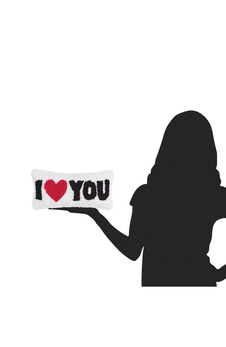 C&F Home "I Heart You" Mini Hooked White Valentine's Day Accent Pillow 6" x 12", Alternate, color, White