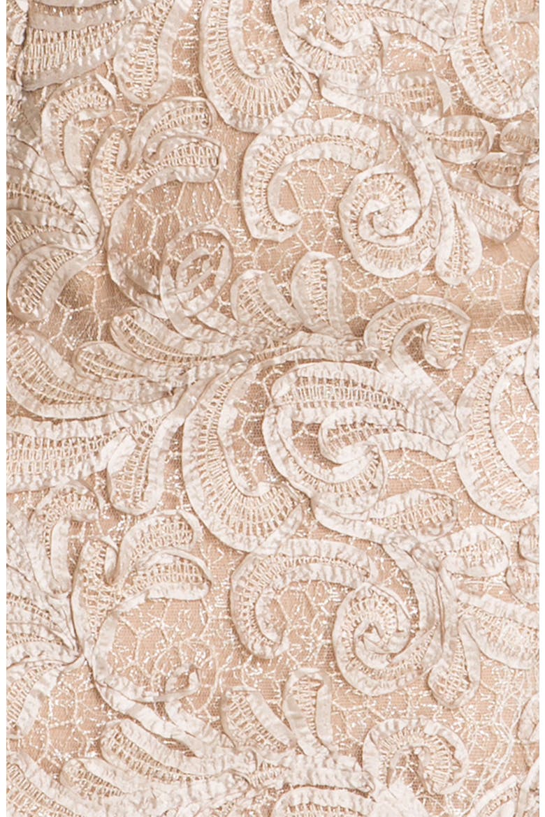 Embroidered Illusion Yoke Sheath Dress, Alternate, color, CHAMPAGNE