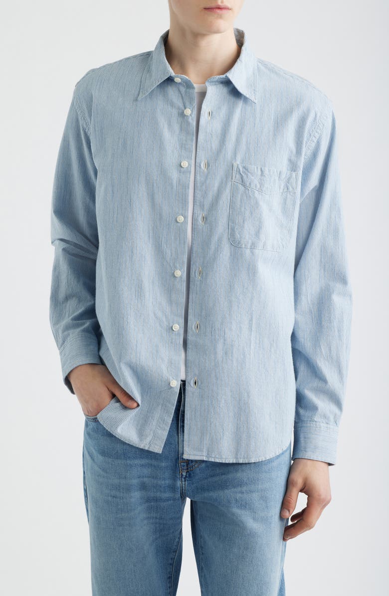 Madewell The Allday Indigo Stripe Button-Up Shirt, Main, color, Monaca Stripe