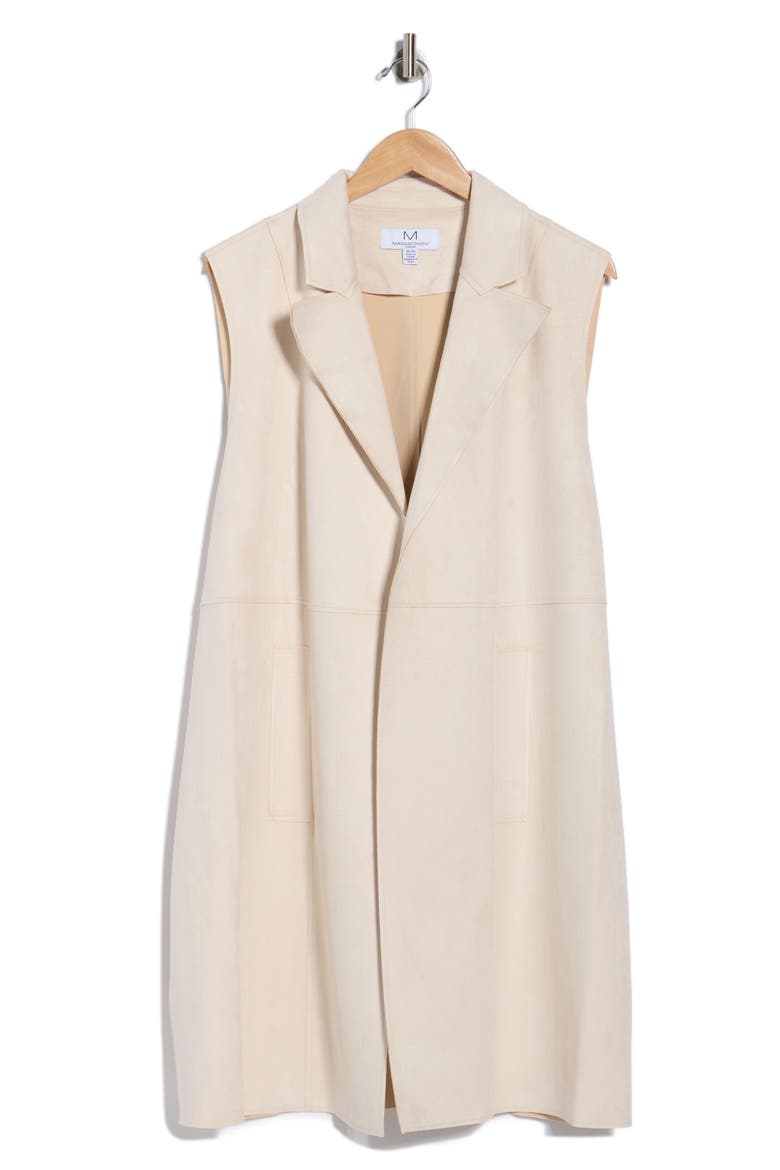Faux Suede Notch Lapel Vest, Alternate, color, ECRU