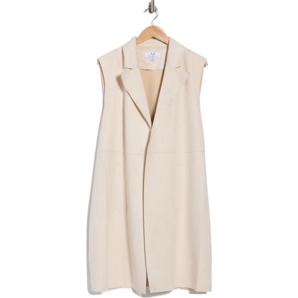 M Magaschoni Faux Suede Notch Lapel Vest In Sand