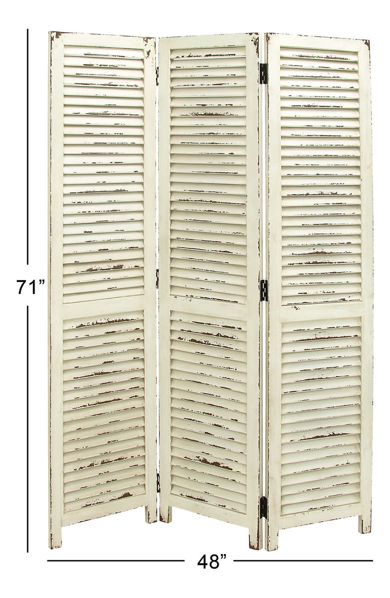 SONOMA SAGE HOME Cream Wood Farmhouse Room Divider Screen with Horizontal Slats, Alternate, color, Cream