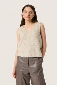 Soaked in Luxury Slvenessa V-Neck Fluffy Knit Waistcoat