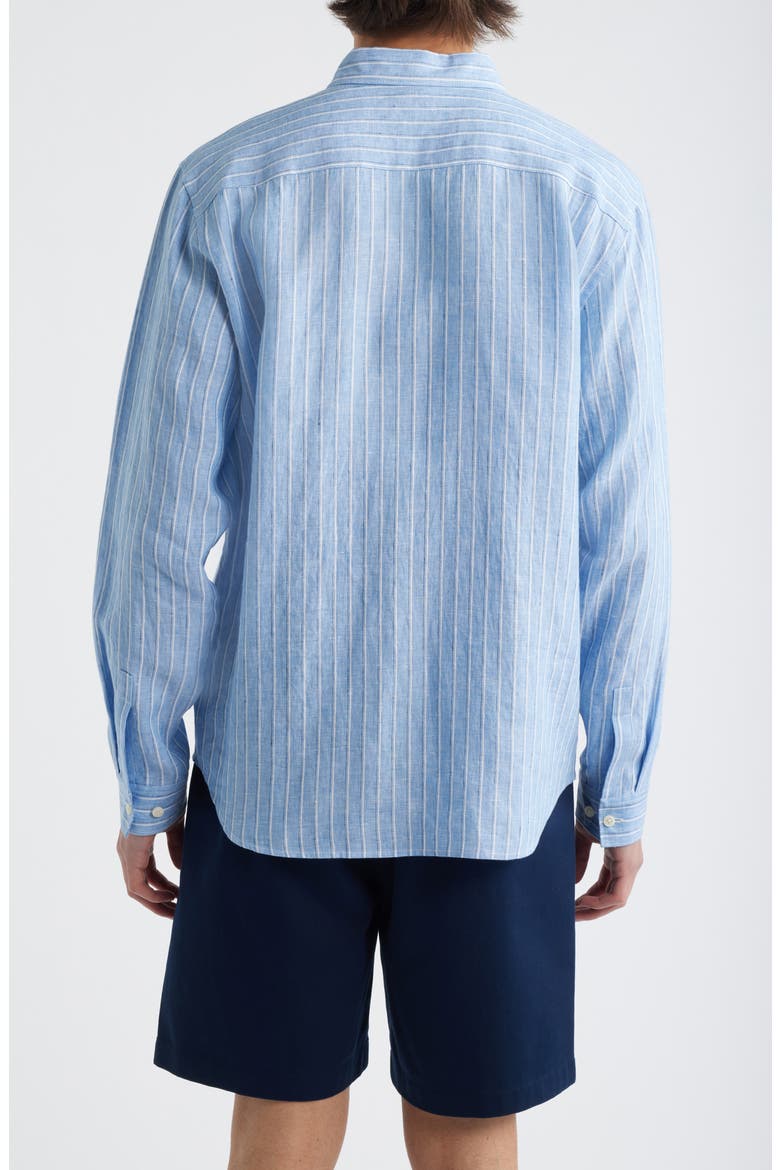 Irving Relaxed Fit Stripe Linen Button-Up Shirt, Alternate, color, CRISP BLUE MULTI