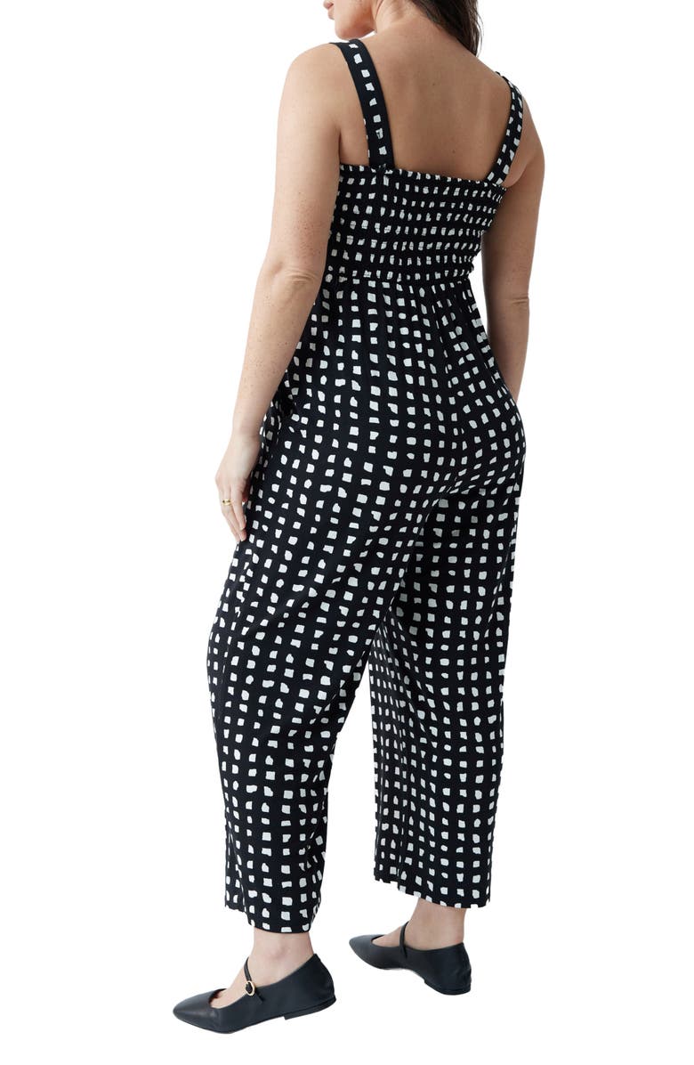 Ingrid & Isabel<sup>®</sup> Check Smocked Maternity Jumpsuit, Alternate, color,