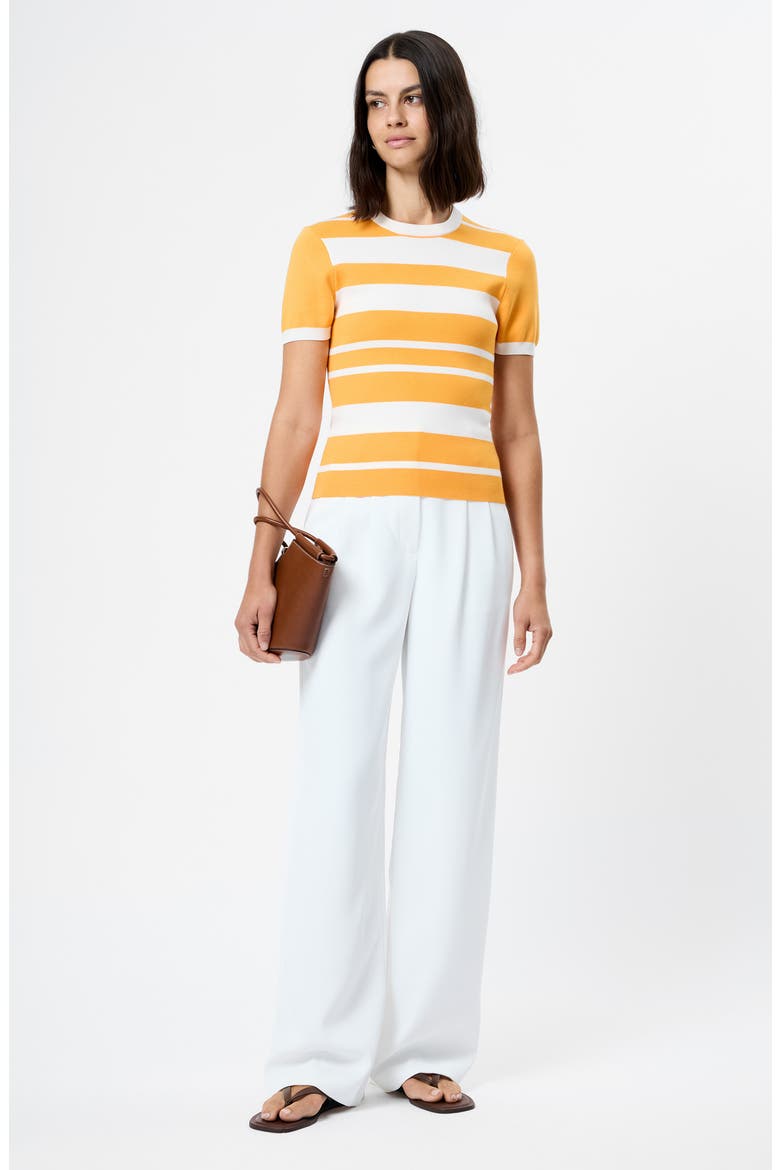 Maxime Stripe Short Sleeve Top, Alternate, color, CLEMENTINE-WHITE