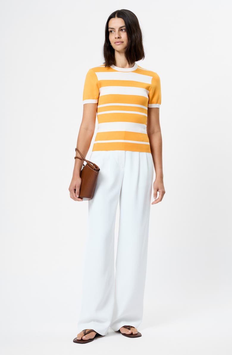 French Connection Maxime Stripe Short Sleeve Top, Alternate, color, Clementine-White