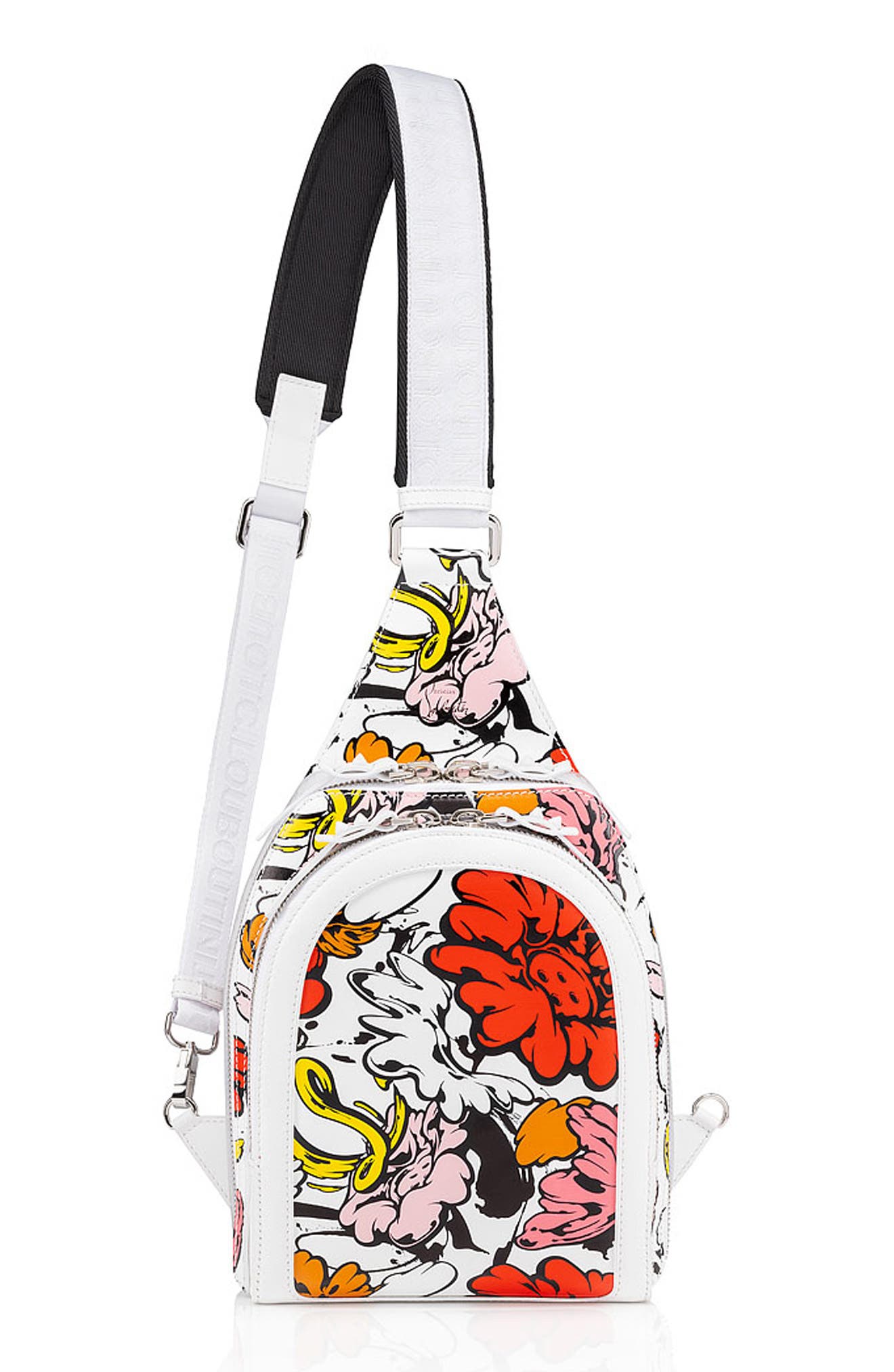 Christian Louboutin Loubifunk Leather & Jacquard Backpack, Main, color, 