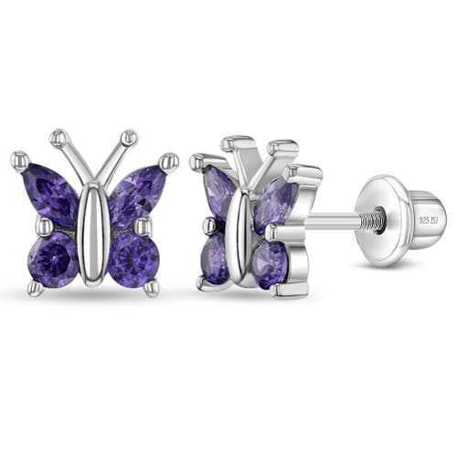 In Season Jewelry Dainty Cubic Zirconia Butterfly Earrings in Purple at Nordstrom