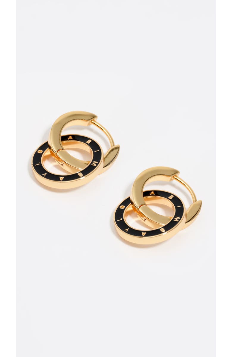 Bimba y Lola Logo Double-Hoop Earring, Alternate, color, Black