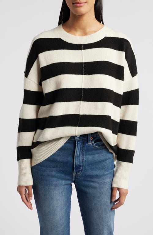 ZOE AND CLAIRE Stripe Crewneck Sweater in Ivory 