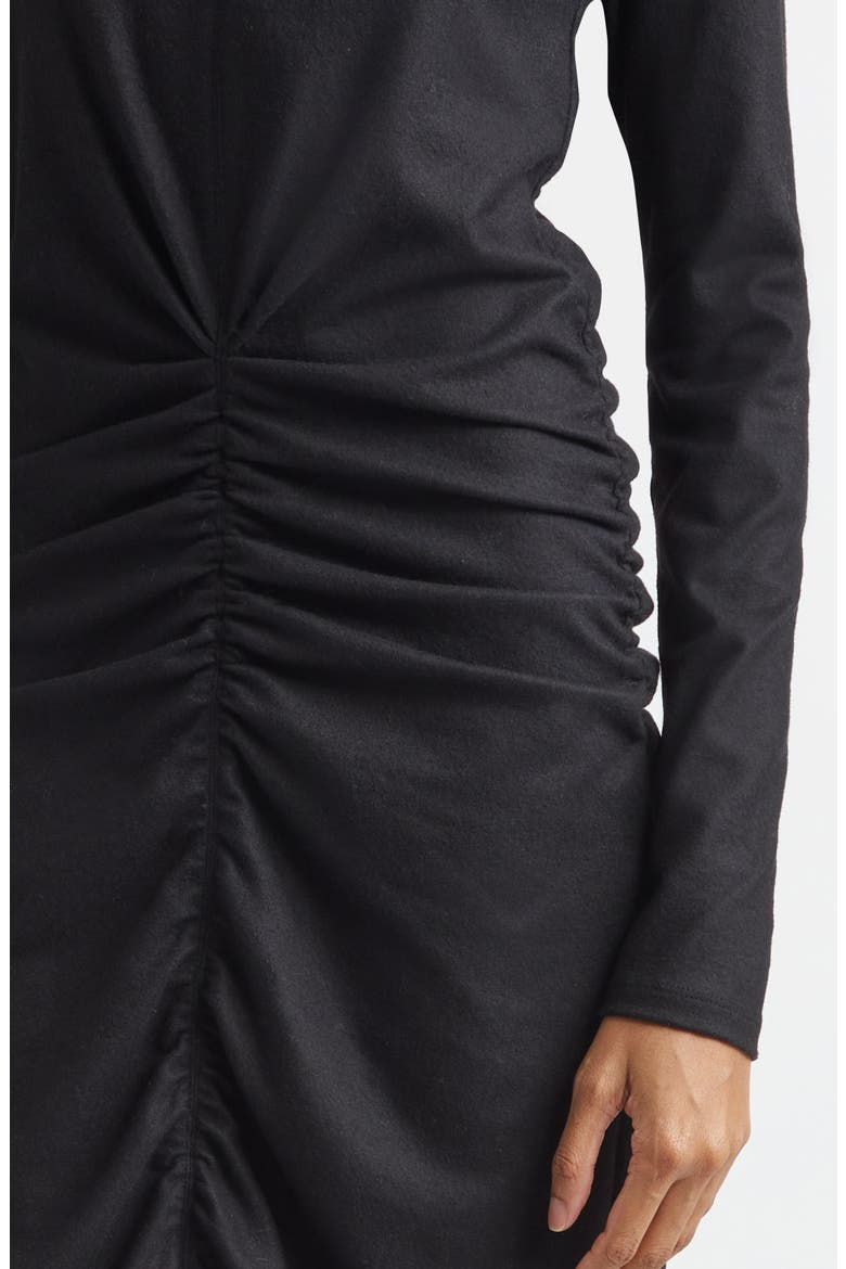 Dylin Long Sleeve Ruched Midi Dress, Alternate, color, BLACK