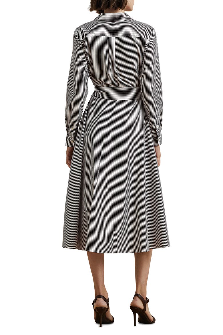 Stripe Long Sleeve Wrap Front Cotton Midi Shirtdress, Alternate, color, PINOT NOIR/ WHITE