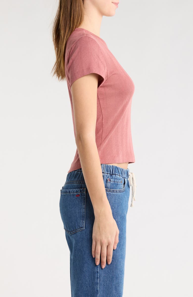 Marine Layer Lexi Pointelle Crewneck T-Shirt, Alternate, color, Withered Rose