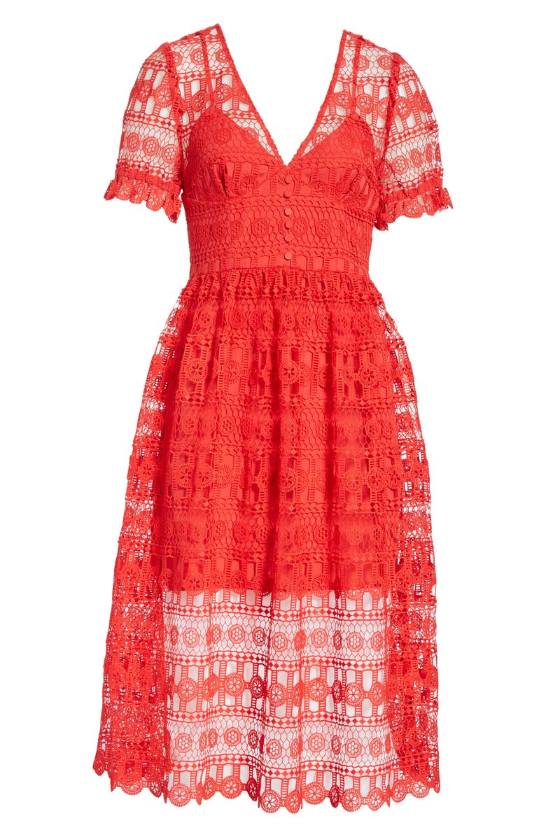 Self-Portrait Lace Midi Dress, Alternate, color, 