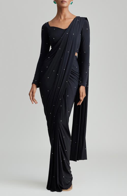 Holichic Five Second Beaded Saree In Black