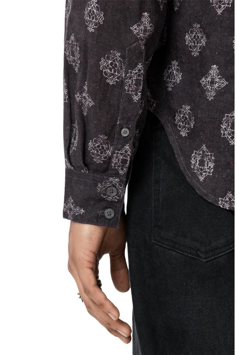 Ross Long Sleeve Linen Button-Up Shirt, Alternate, color, PLUM