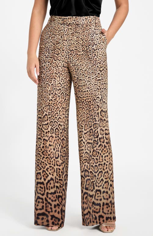 Marciano Amy Leopard Print Wide Leg Pants In Brown