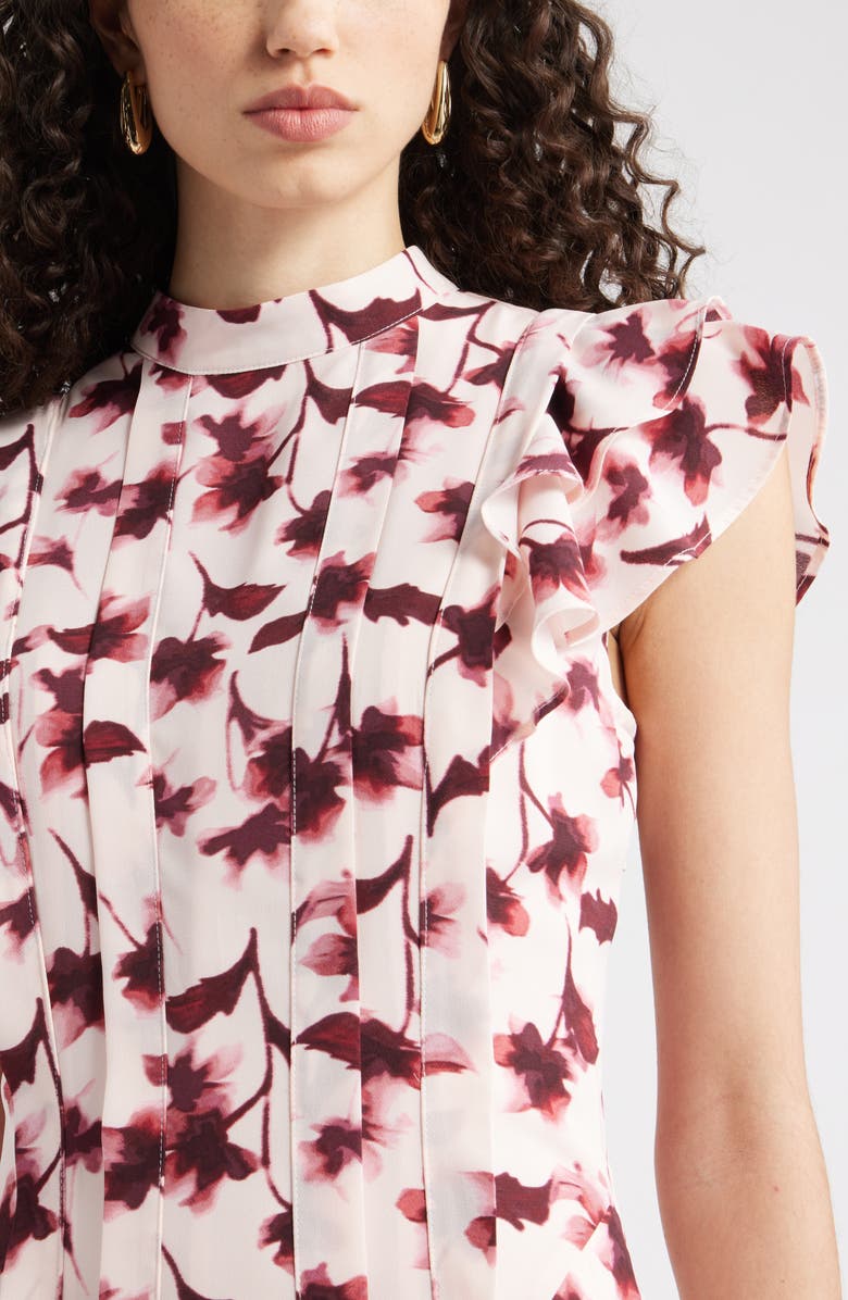 Chelsea28 Pintuck Shark Bite Hem Dress, Alternate, color, Pink Caroline Floral