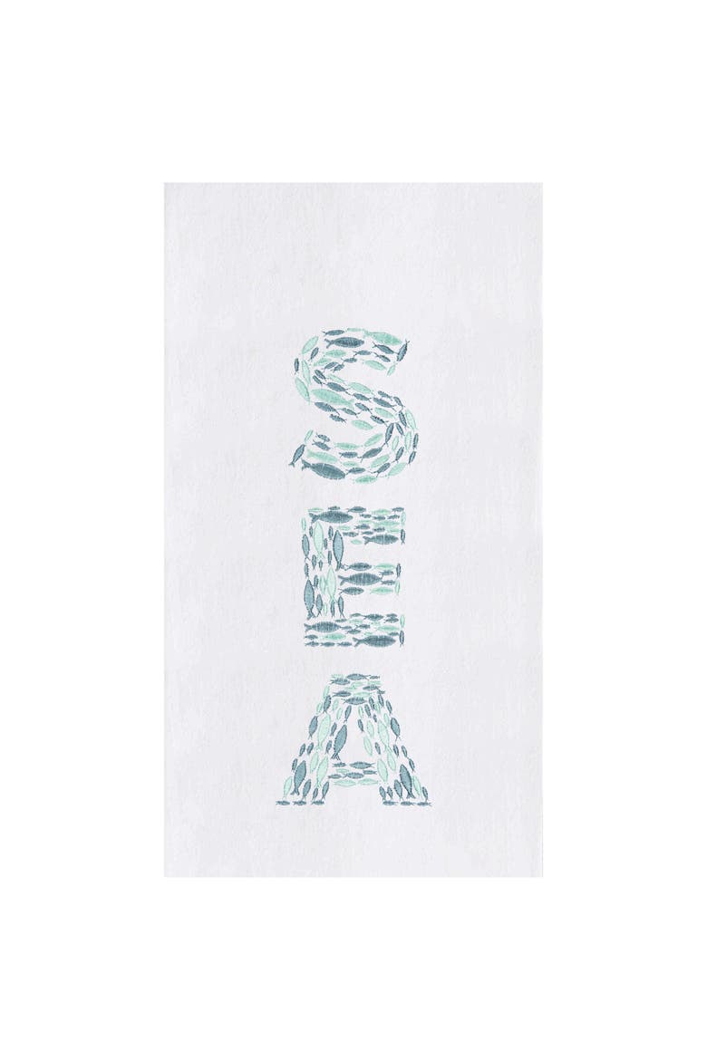 "Sea" 100% Cotton Flour Sack Dishtowel, Main, color, Blue