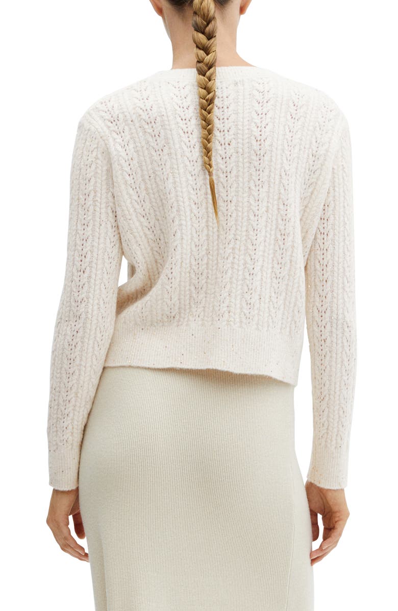 MANGO Paillette Pointelle Crewneck Sweater, Alternate, color, 