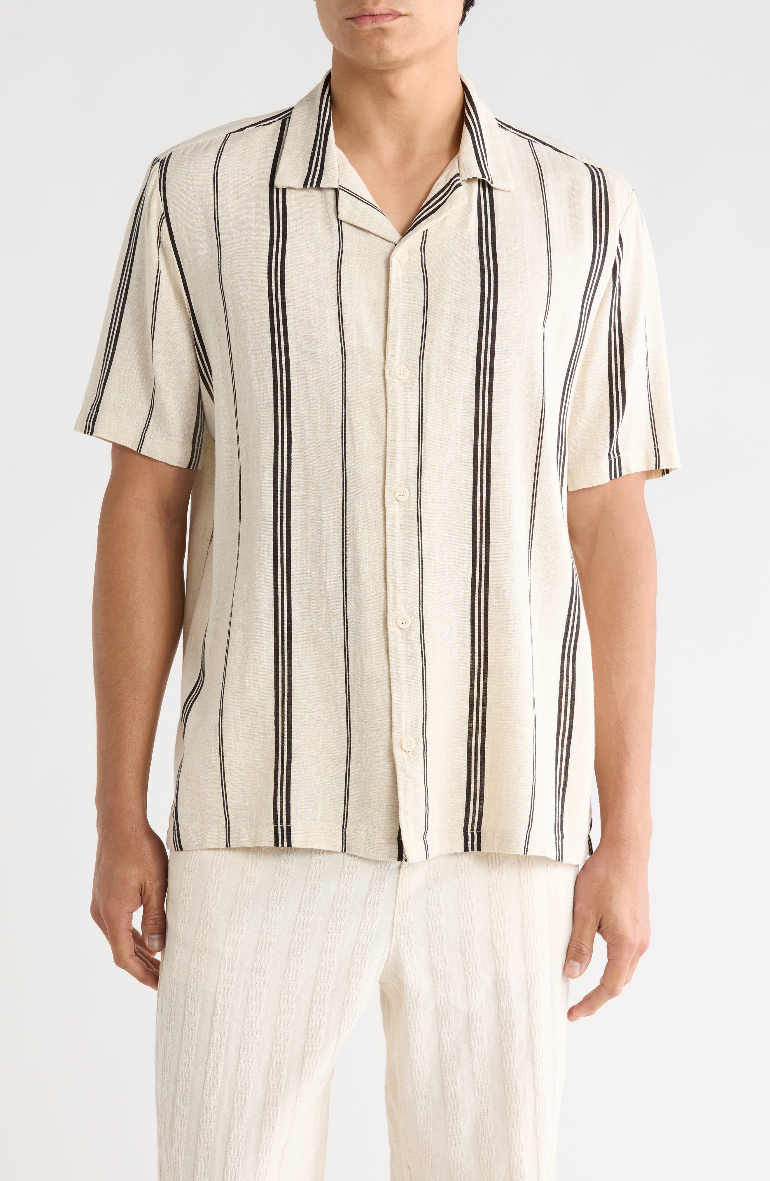DENIM AND FLOWER Stripe Camp Shirt