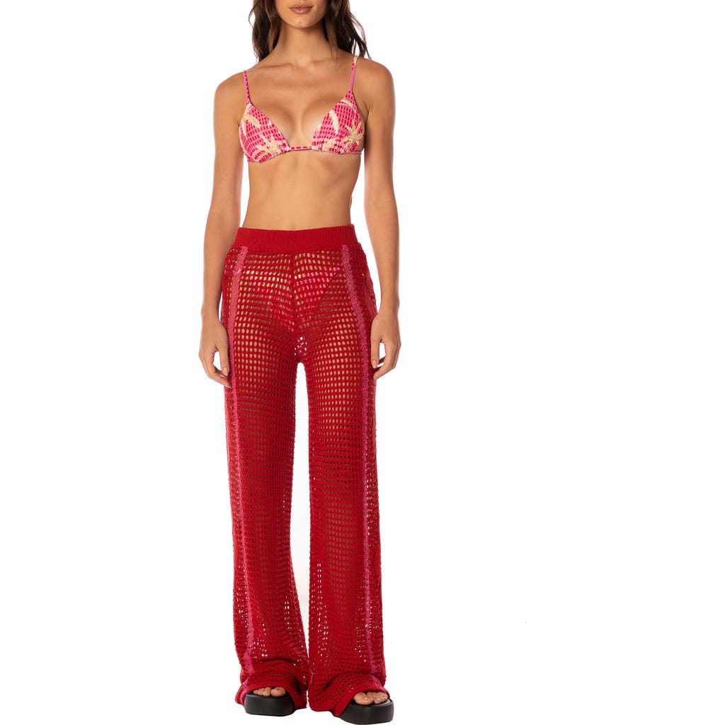 Maaji Flame Coral Novelle Crochet Cover-up Pants In Red