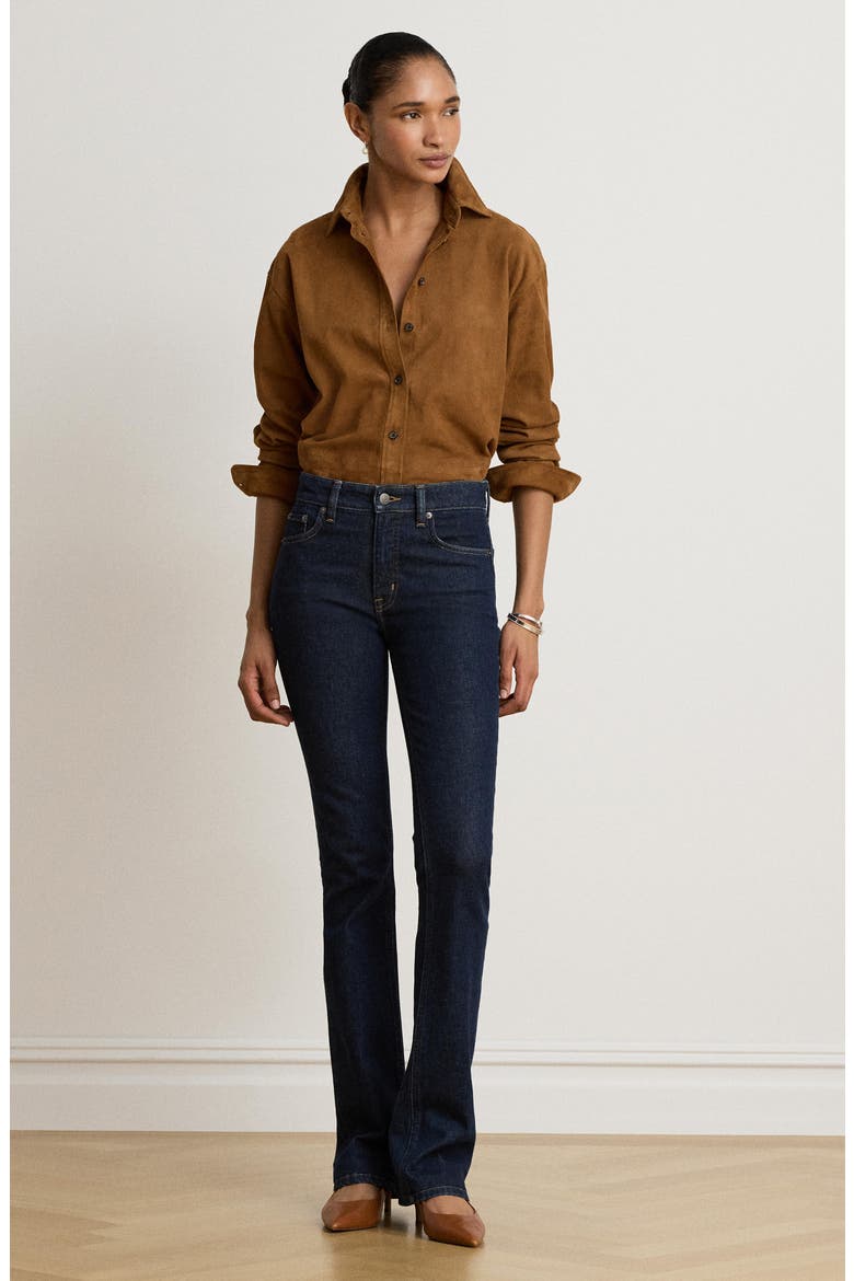 Suede Long Sleeve Shirt, Alternate, color, LIGHT TOBACCO BROWN