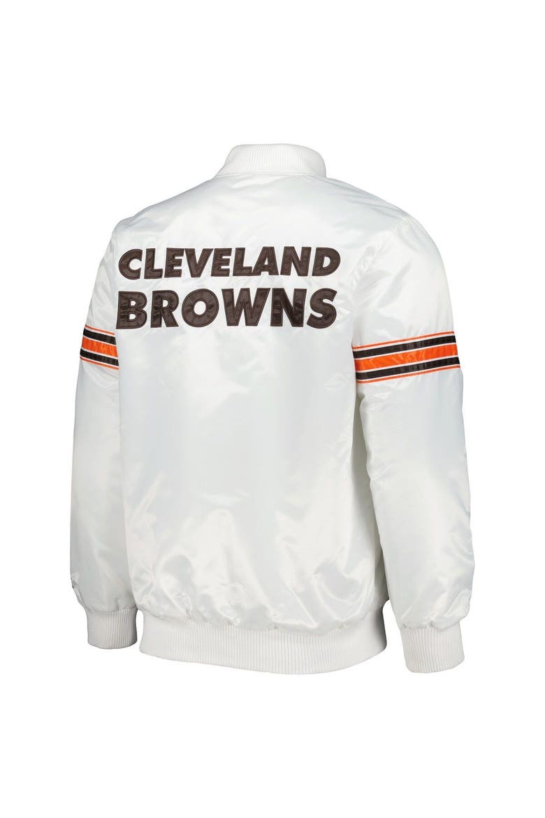 Men's Starter White Cleveland Browns The Power Forward Full-Snap Jacket, Alternate, color, White