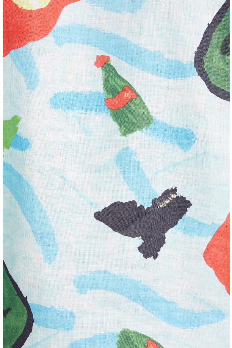 Waste Sea Print Short Sleeve Ramie Button-Up Shirt, Alternate, color, ARTIC PRINT
