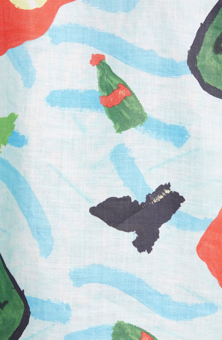 Marni Waste Sea Print Short Sleeve Ramie Button-Up Shirt, Alternate, color, 