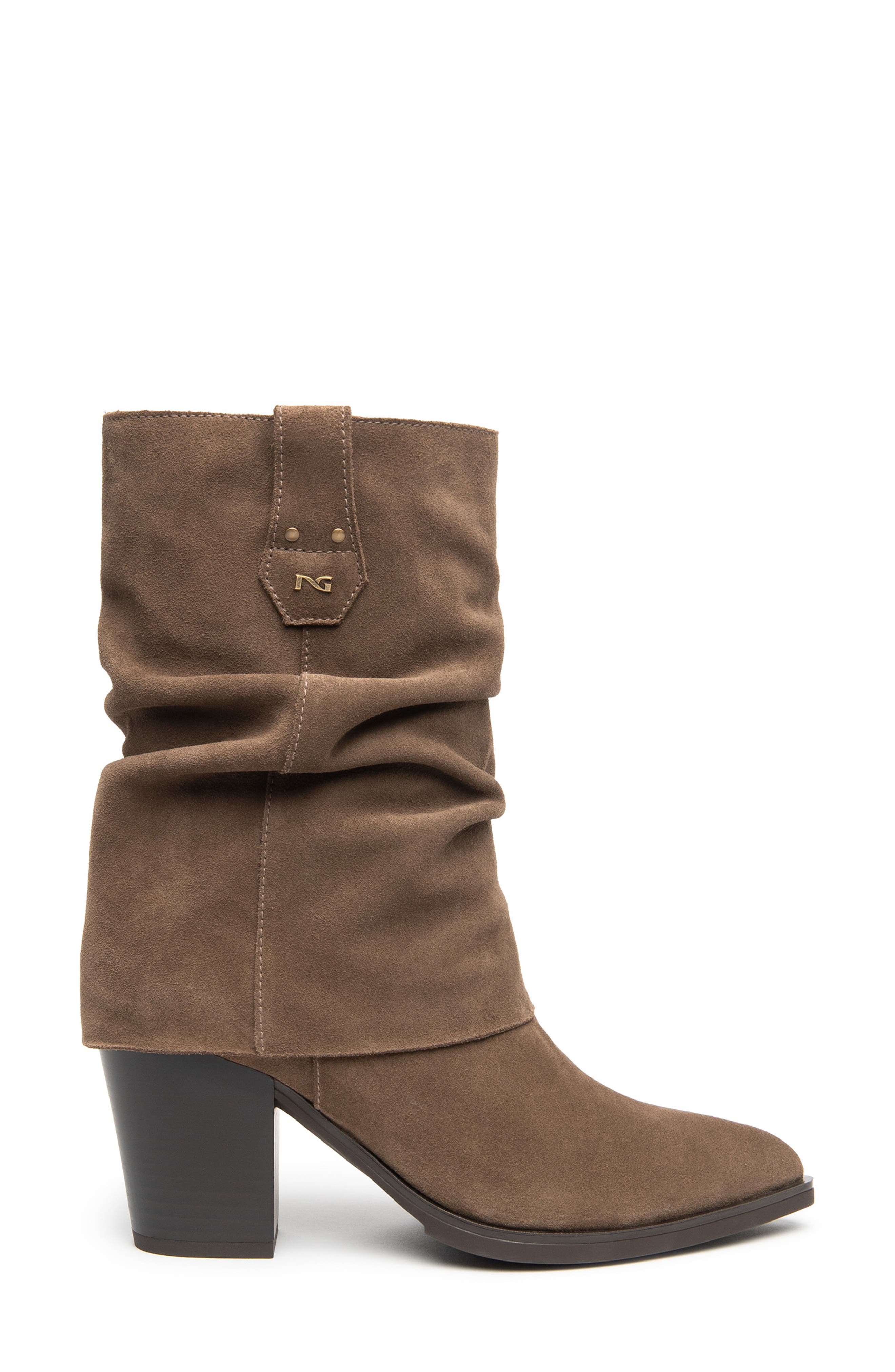 Slouchy Leather Western Boot, Alternate, color, BARK