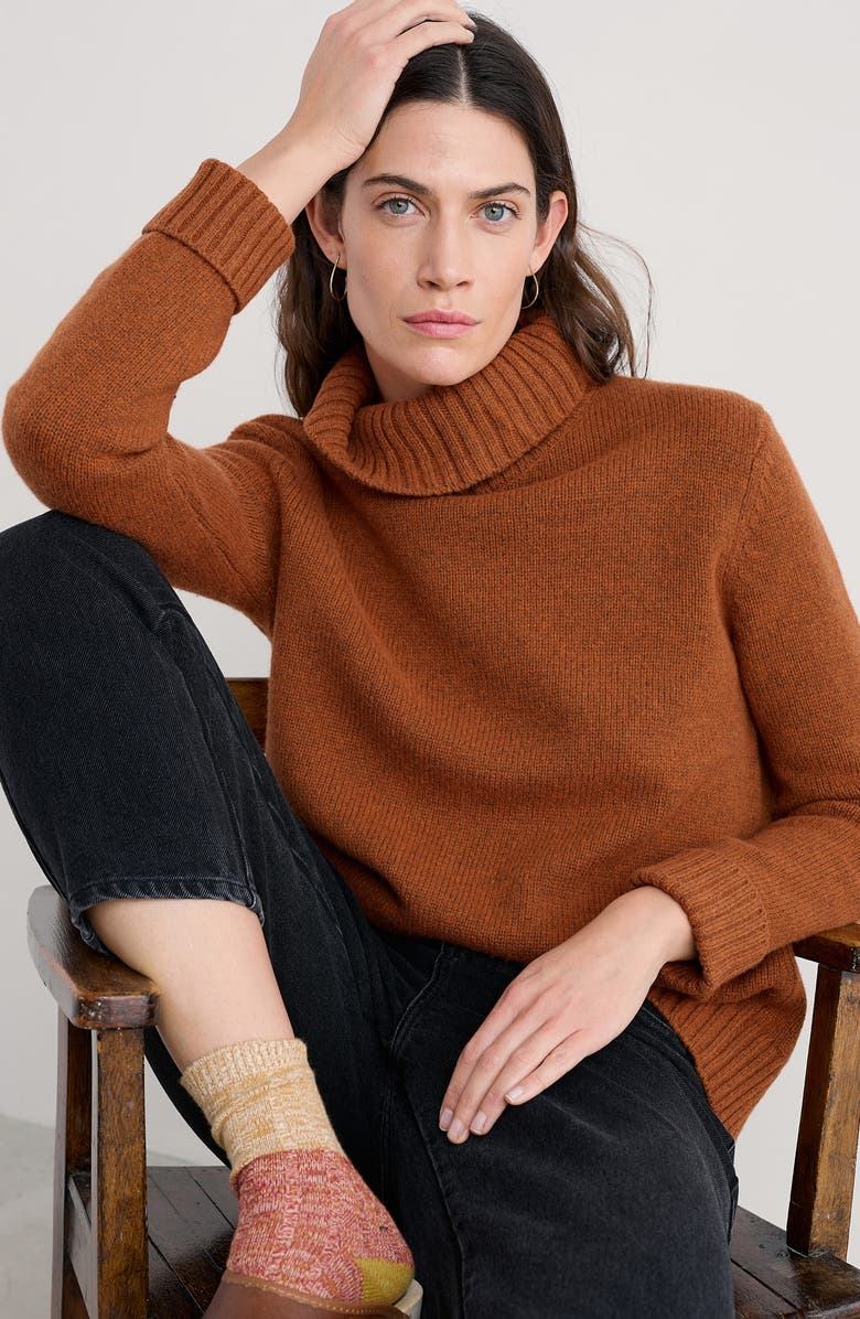 Seasalt Cornwall Braque Turtleneck Wool Blend Sweater, Alternate, color, Knit Melange Rusted