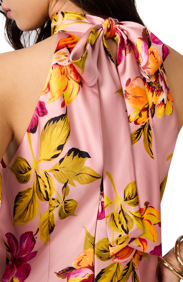 Steve Madden Lara Floral Halter Neck Midi Dress, Alternate, color, Tropical Breeze