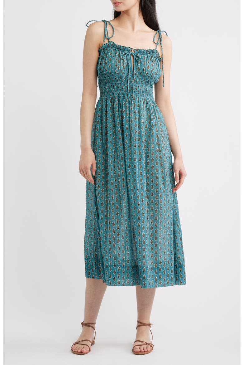 Rhoda Cotton Midi Dress, Main, color, ALBA PAISLEY