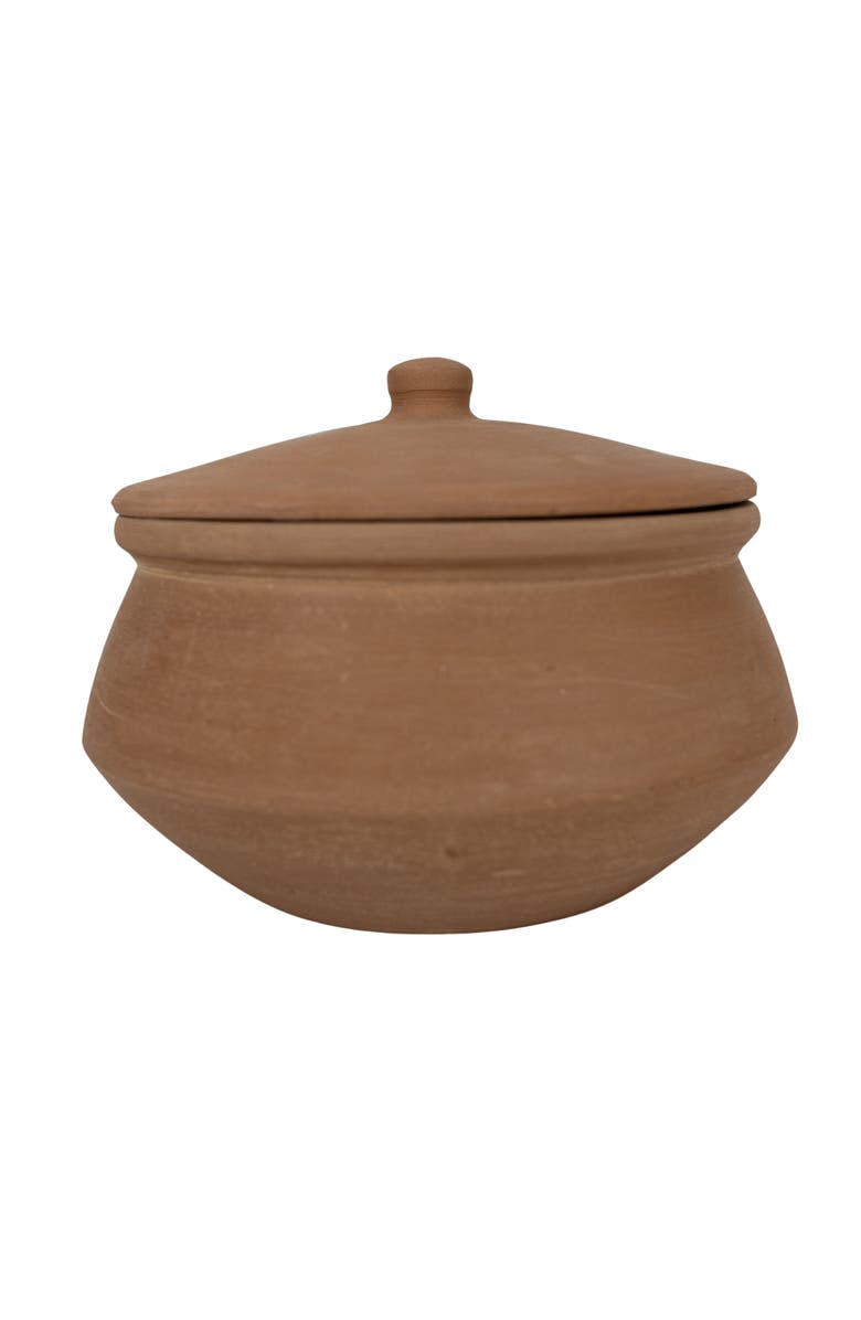 Foreside Home and Garden Natural Terracotta Serving Pot with Lid, Main, color, Orange
