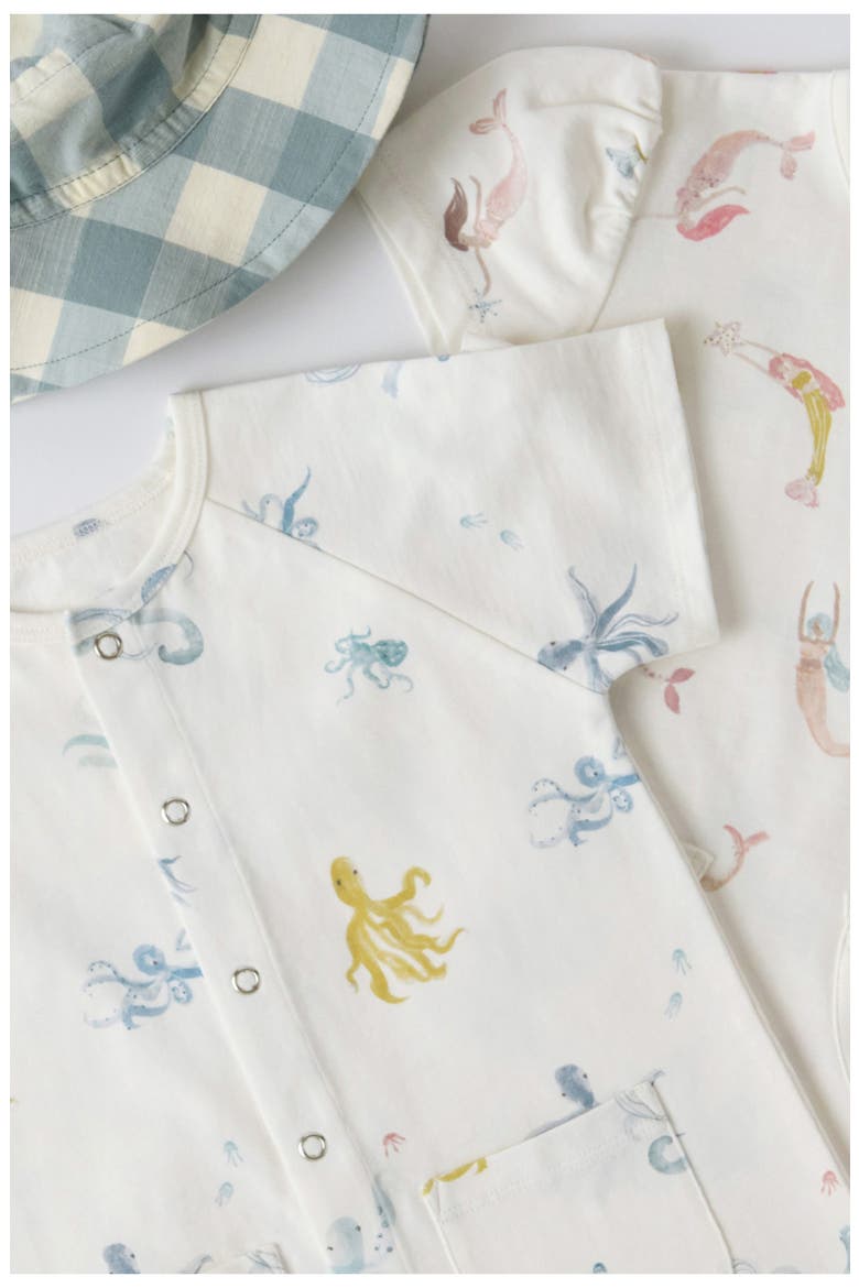 Kids' Patch Pocket Organic Cotton Romper, Alternate, color, OCTOPUS OASIS