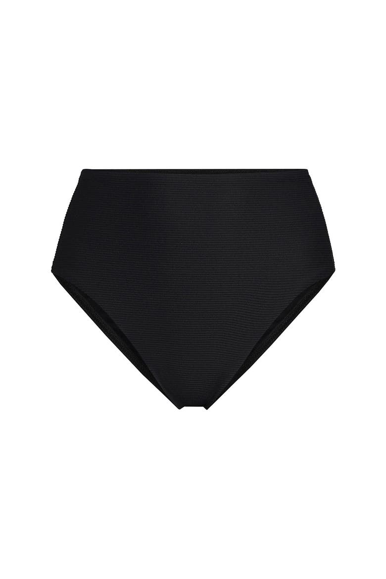 Cheeky High Waisted Bikini Bottoms, Alternate, color, Black Ottoman