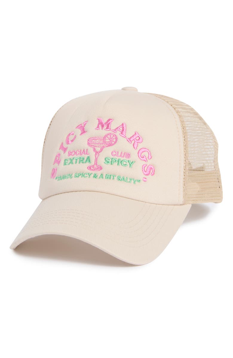WORN/WEST Spicy Margs Trucker Hat, Main, color, Beige