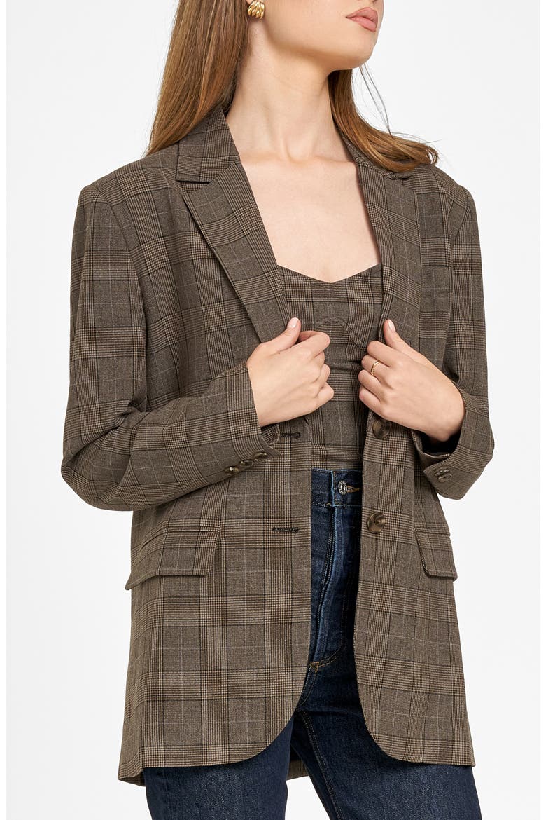 Amalia Plaid Blazer, Alternate, color, BROWN PLAID