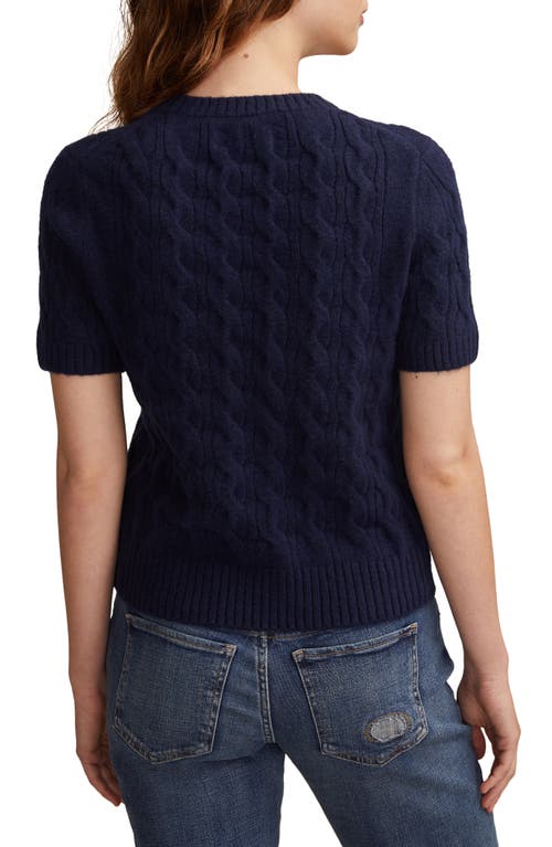Lucky Brand Cloud Soft Cable Stitch Short Sleeve Sweater In Blue