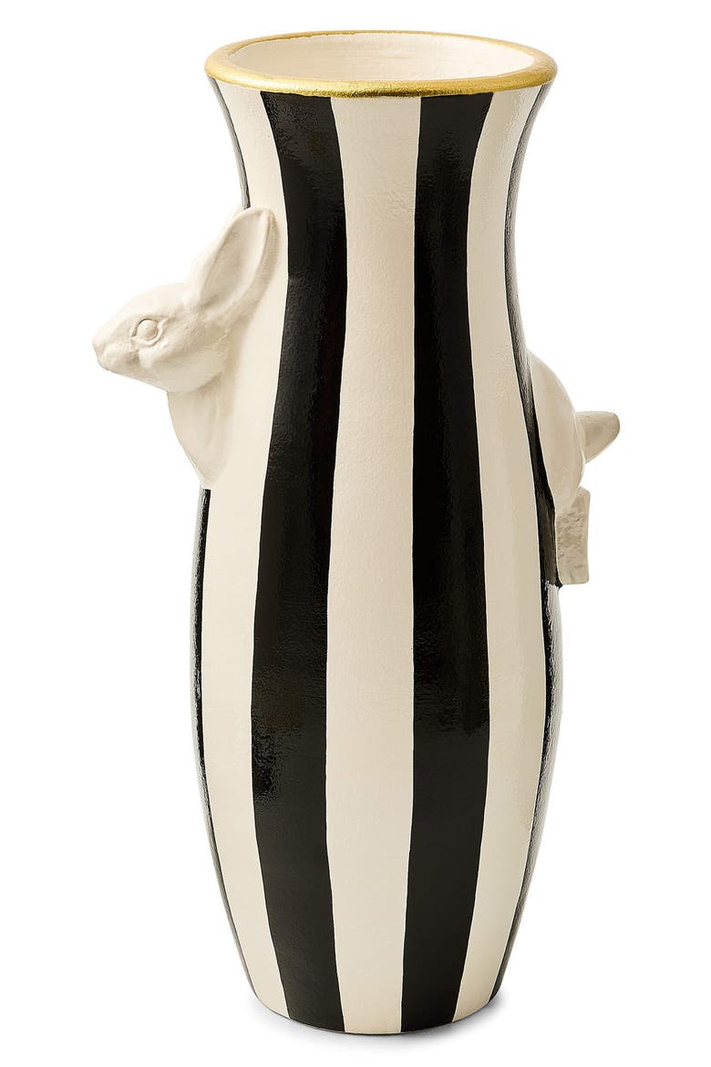 Courtly Rabbit Vase, Alternate, color, BLACK